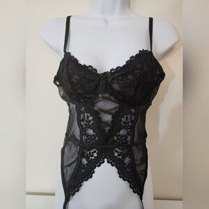 Avidlove Garter Lingerie for Women Floral Lace Babydoll Bodysuit Bra and Panty S